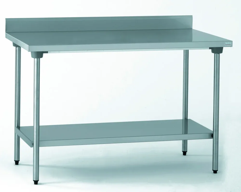 Table avec dosseret et étagère inox 120x70x90 cm Avec dosseret Avec étagère Tournus Soldes