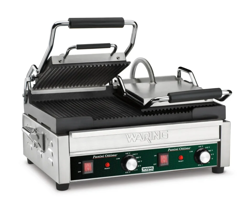Nouvelle Collection Contact grill panini double à plaques rainurées Ottimo Waring