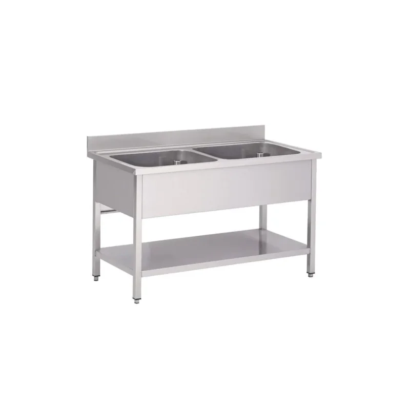 Prix Promo Plonge 2 bacs inox 100 cm x 85 cm Avec dosseret Avec étagère Proinox