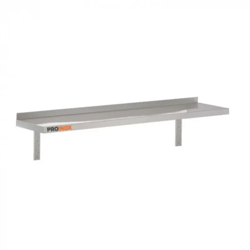 Nouveauté étagère murale inox 80 cm x 40 cm 1 niveaux Avec dosseret 25 kg Proinox