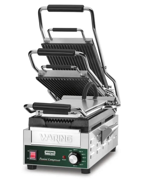 Contact grill panini compact à plaque rainée Compresso Waring Offre Spéciale