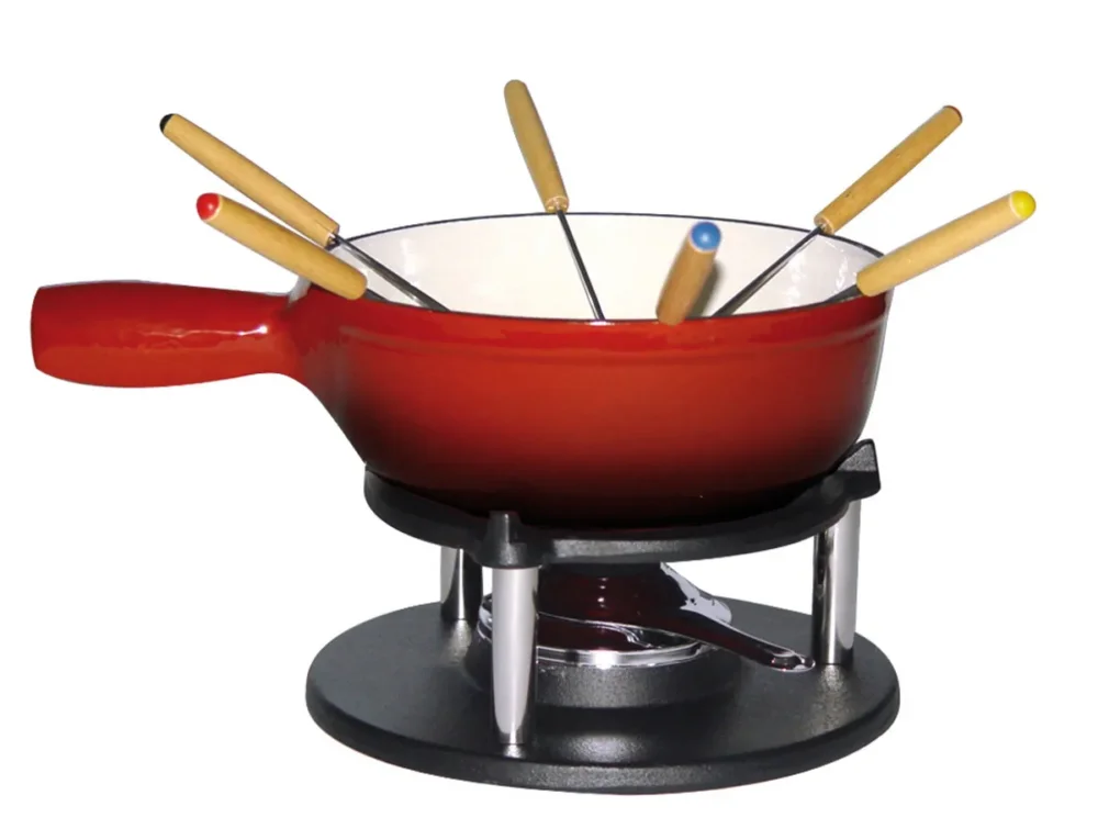Usine Directe Service à fondue 6 personnes rouge fonte d'acier 22,5 cm