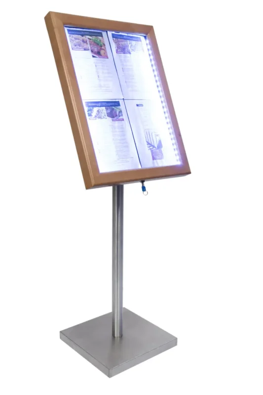 Populaire Porte-menu lumineux rectangulaire marron 4 pages led Classique Securit
