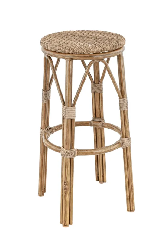 Petit Prix Tabouret de bar de terrasse rotin noisette Ø 36 cm 76 cm Laval Flexmob