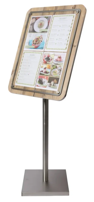 Porte-menu rectangulaire brun 4 pages Glass Star Securit Prix Réduit
