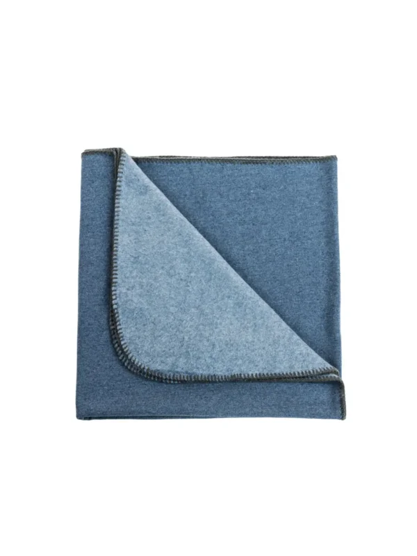 Offre Exclusive Plaid recycle rectangulaire bleu 90x180 cm Suave Blue Melee Chaud Devant