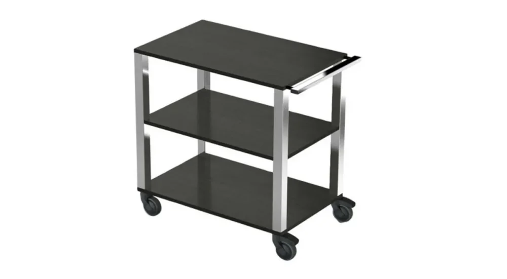 Acheter Direct Chariot de service 3 plateaux noir bois 3 niveaux Pintinox