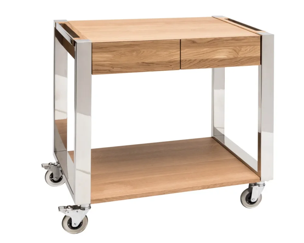 Nouvelle Collection Chariot de service rectangulaire brun bois Zepe