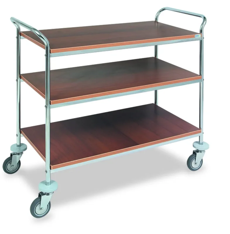 Chariot de service 3 plateaux brun bois Rocam Certifié