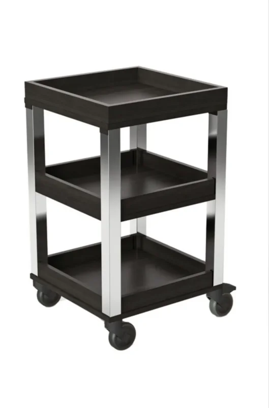 Expédié Aujourd’hui Chariot de service 3 plateaux noir bois Pintinox