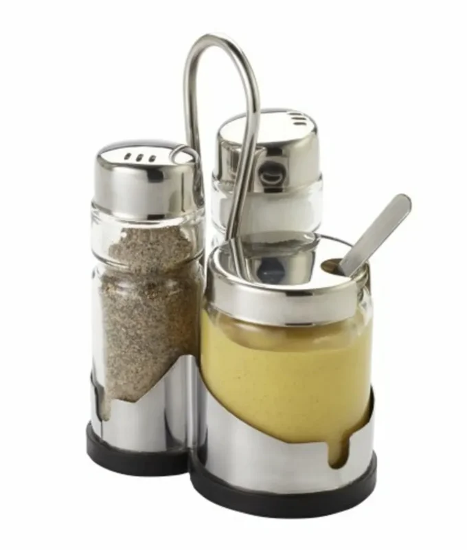 Must-Have Ménagère sel/poivre/moutarde rond transparent 8x8x13 cm Eco Essentials Collection