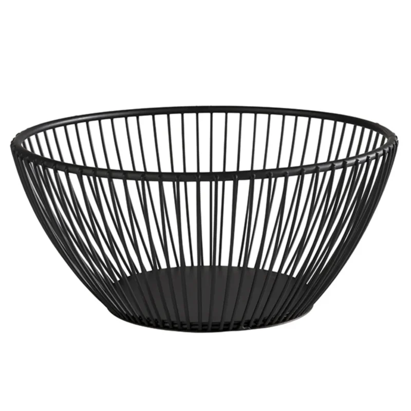 Corbeille à pain et à fruits rond noir métal Ø 17,5 cm 8 cm Svart Aps Vente Flash