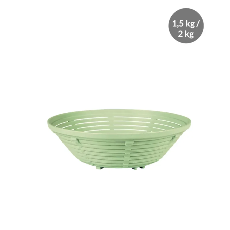 Livraison Gratuite Banneton Sans couvercle vert plastique Ø 23 cm 9 cm fond ajouré parois ajourées Gilac