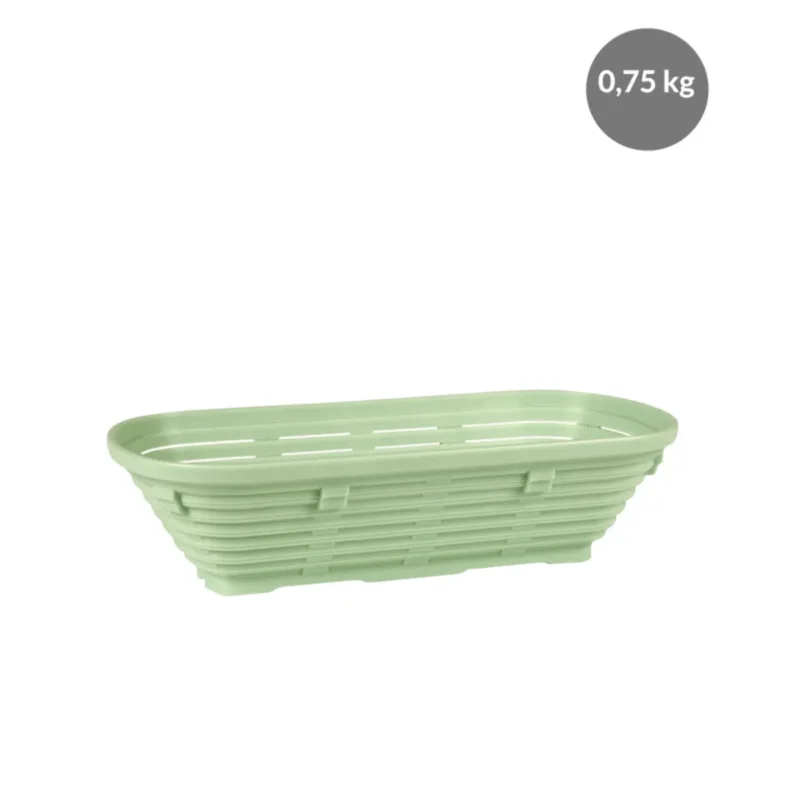 Banneton Sans couvercle vert plastique 26x14x9 cm 0,75 L fond ajouré parois ajourées Gilac Prix Choc