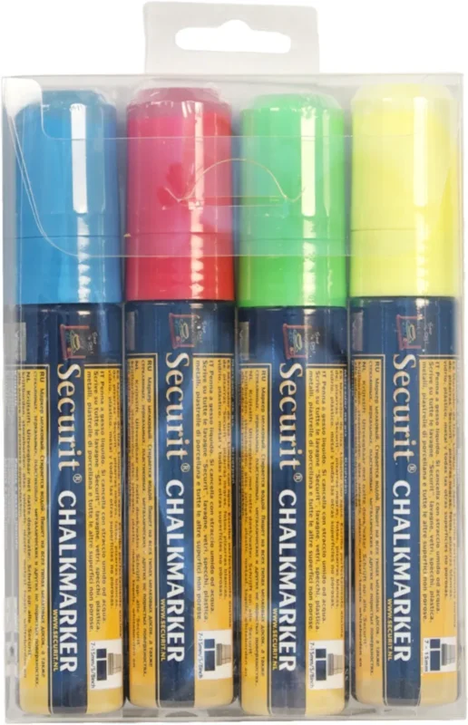 Retour Gratuit Feutres craie couleur pointe large bleu Securit (4 pièces)