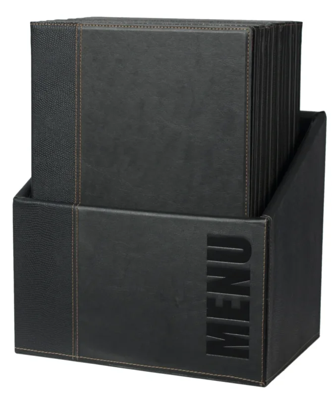 Protège-menu rectangulaire noir 4 vues ajoutables Securit (20 pièces) Offre Du Jour
