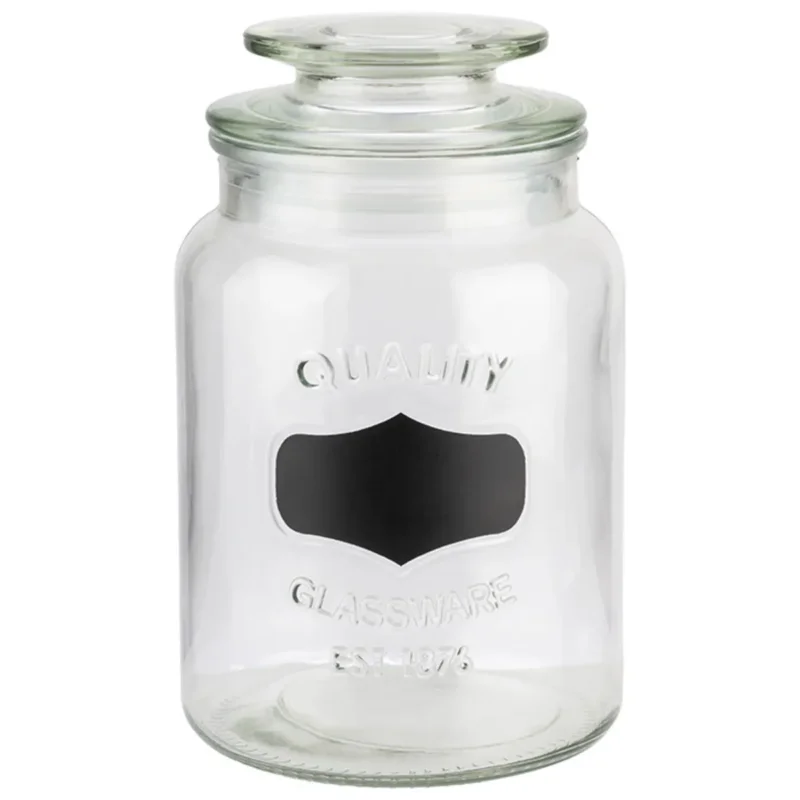 Seulement Aujourd’hui Pot avec couvercle et étiquette pour craie verre Ø 12 cm 21 cm 1,5 L Aps