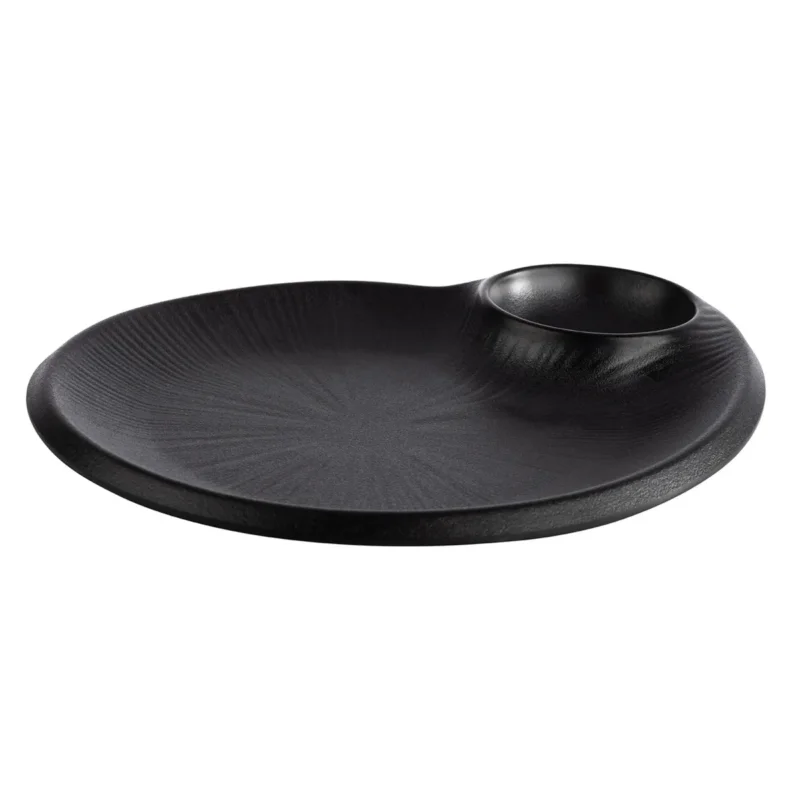 Assiette avec ramequin mélamine noir 24x20x2,5 cm Nero Aps Promotion Saisonnière