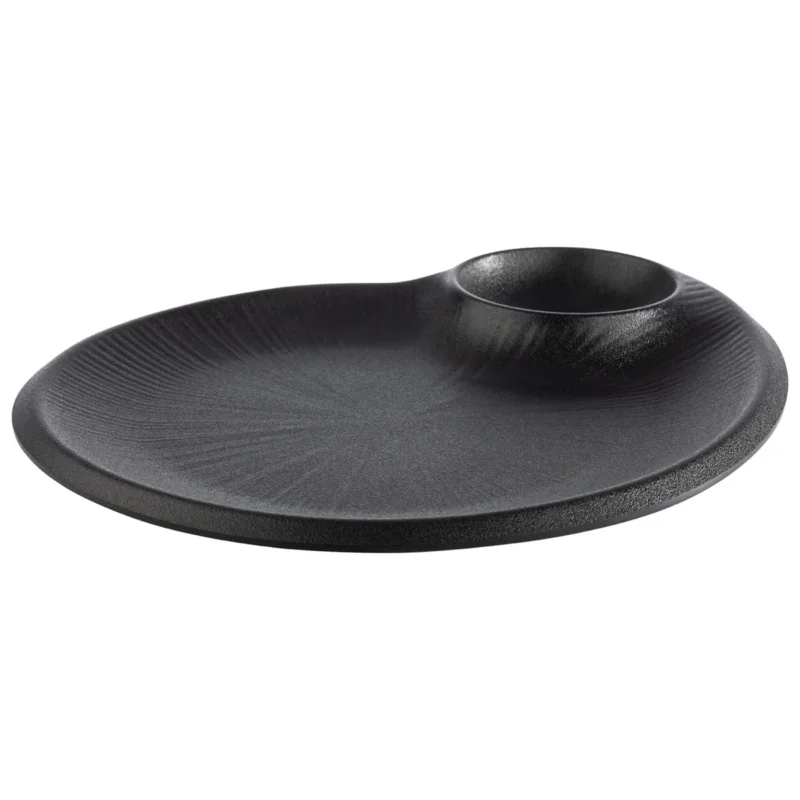 Assiette avec ramequin mélamine noir 30x25x2,5 cm Nero Aps Prix Cassé