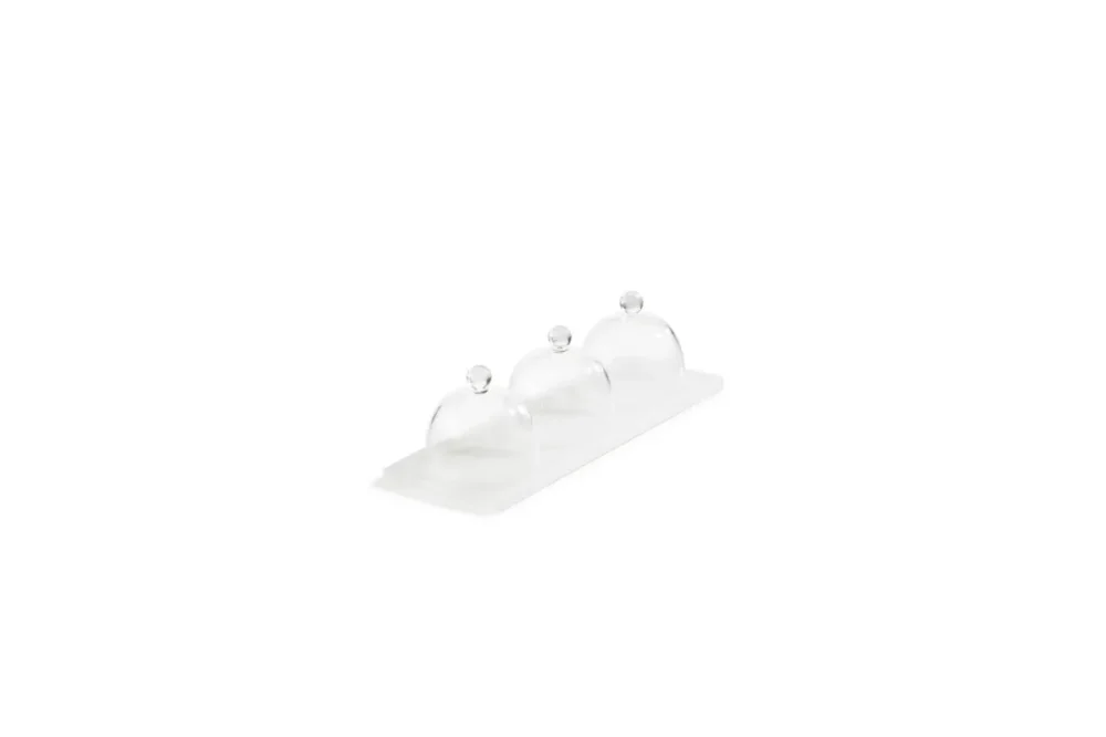 Certifié Plateau avec cloche rectangulaire blanc résine Nacryl® 25 cm Mealplak