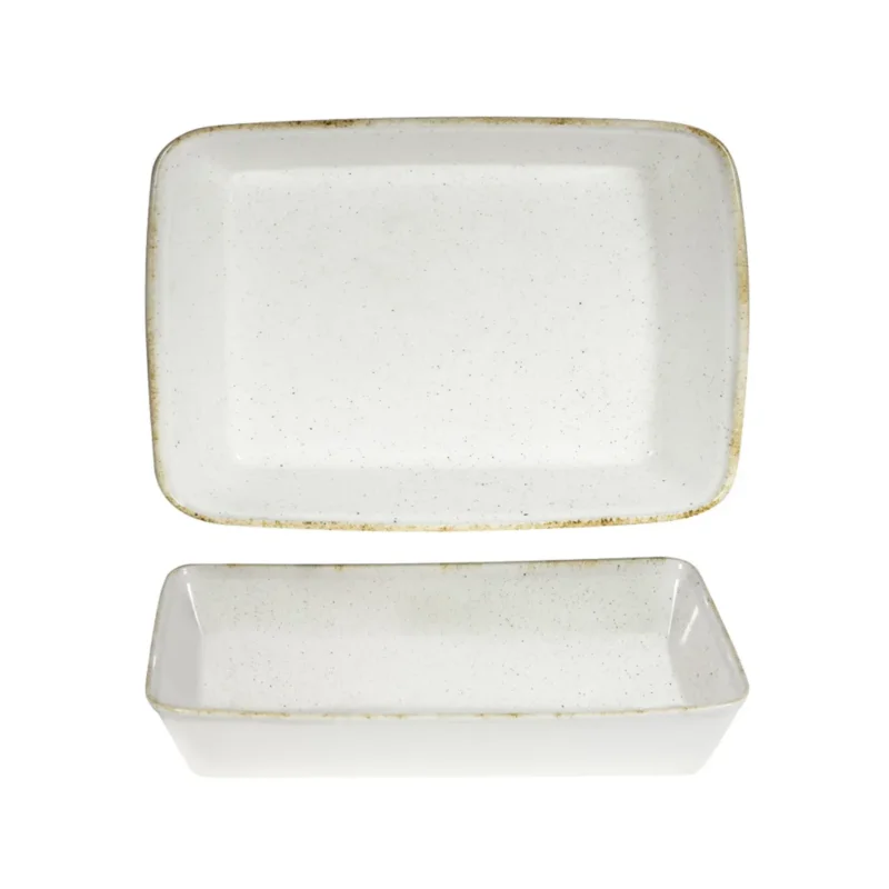 Bon Plan Plat buffet porcelaine vitrifiée barley white 38x25x6,2 cm 3,5 L Stonecast Hints Churchill