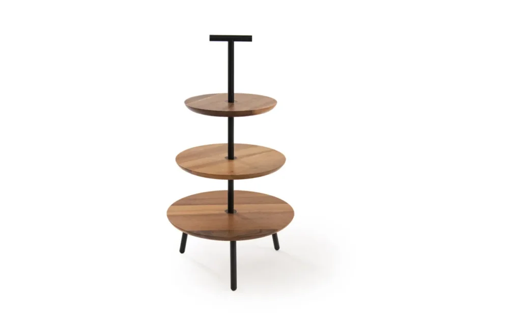 Présentoir à pâtisserie noyer Ø 32,5 cm 58,4 cm Alto Craster Commander Vite