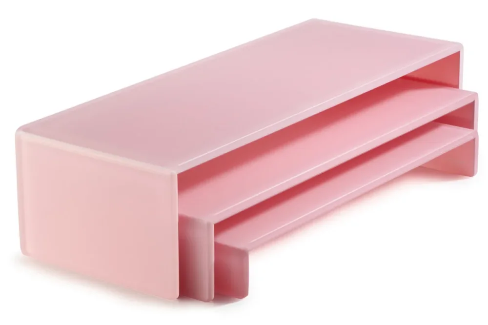 Set de 3 présentoirs résine Nacryl® rose 49,5x19,5x12 cm Mealplak Quantité Limitée