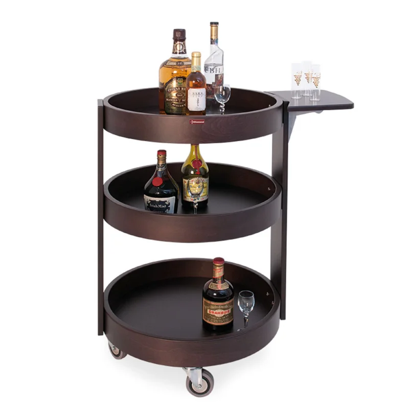 Super Prix Chariot rond pour bouteilles, 3 niveaux bois wengé DIAMOND