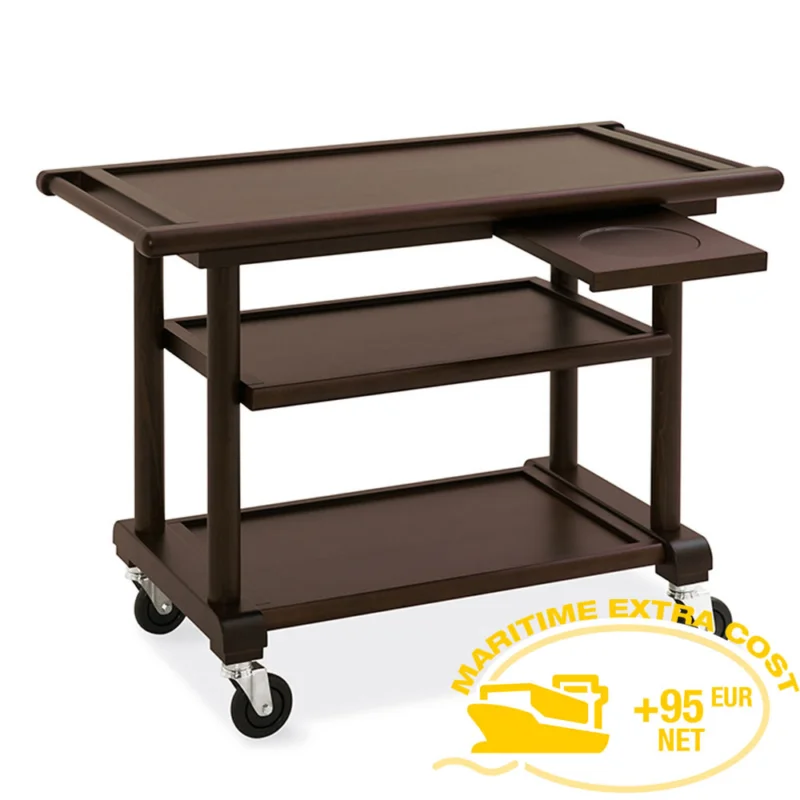 Chariot de service 3 niveaux en bois wengé, tablette dressage DIAMOND Vente Directe