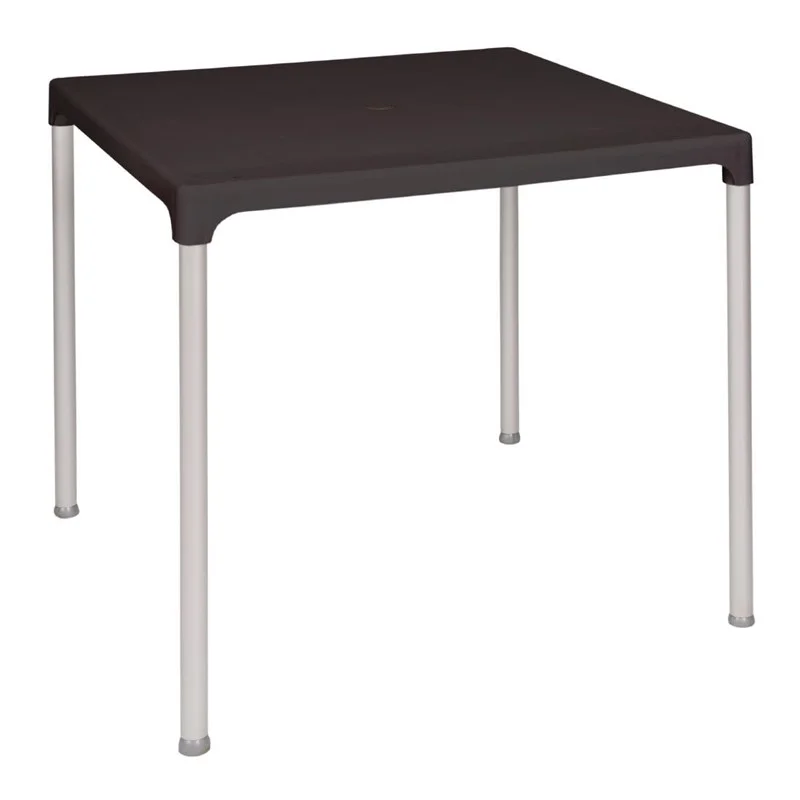 Livraison Express Table carrée avec pieds aluminium Bolero noire 750mm Bolero