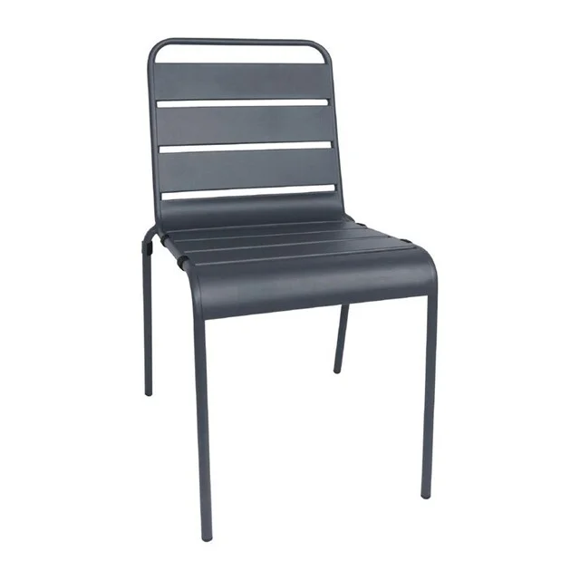 Acheter En Ligne Chaise à lattes en acier Bolero grise lot de 4 Bolero