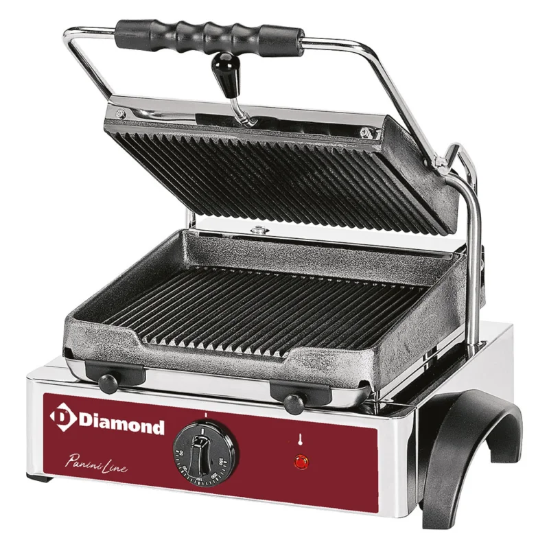 Grill panini électrique, plaques rainurées DIAMOND Prix Cassé