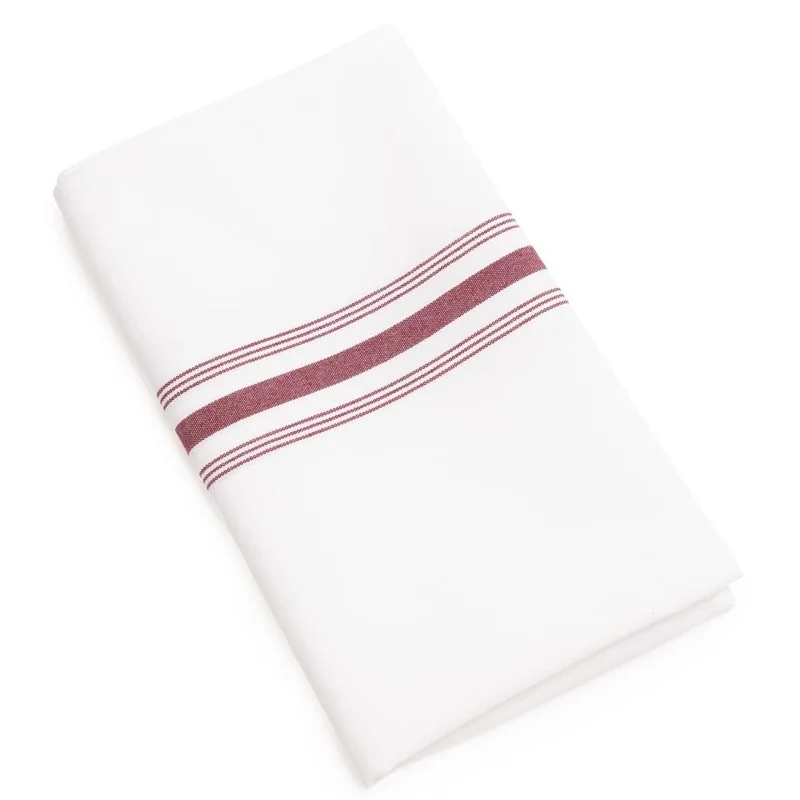 Dernière Chance Serviettes de table bistro avec rayures bordeaux x10