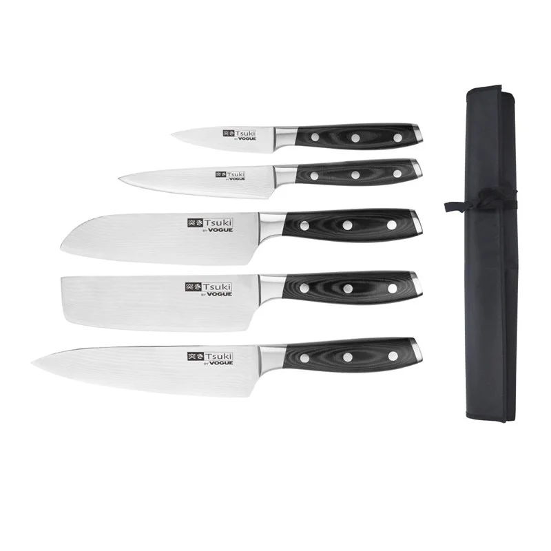 Commande En Gros Ensemble de 5 couteaux japonais et étui Vogue Tsuki Series 7 Tsuki