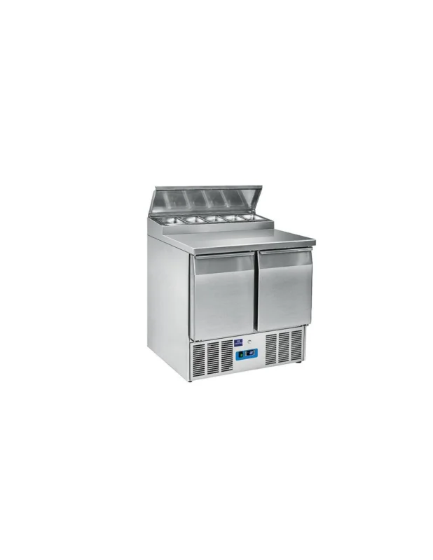 Dernière Chance Saladette avec 2 portes GN 1/1, 5x GN 1/6 h150 mm, 0°/+8°C