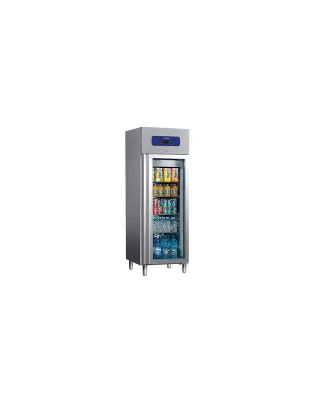 Promotion Saisonnière Congélateur 400 litres en inox avec porte en verre, 460x485 mm, -10°/-18°C