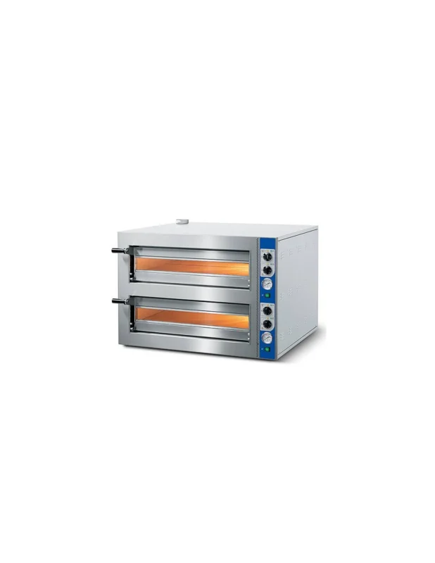 Four à pizza électrique pour 4+4 pizzas ø 350 mm, contrôle mécanique Pas Cher