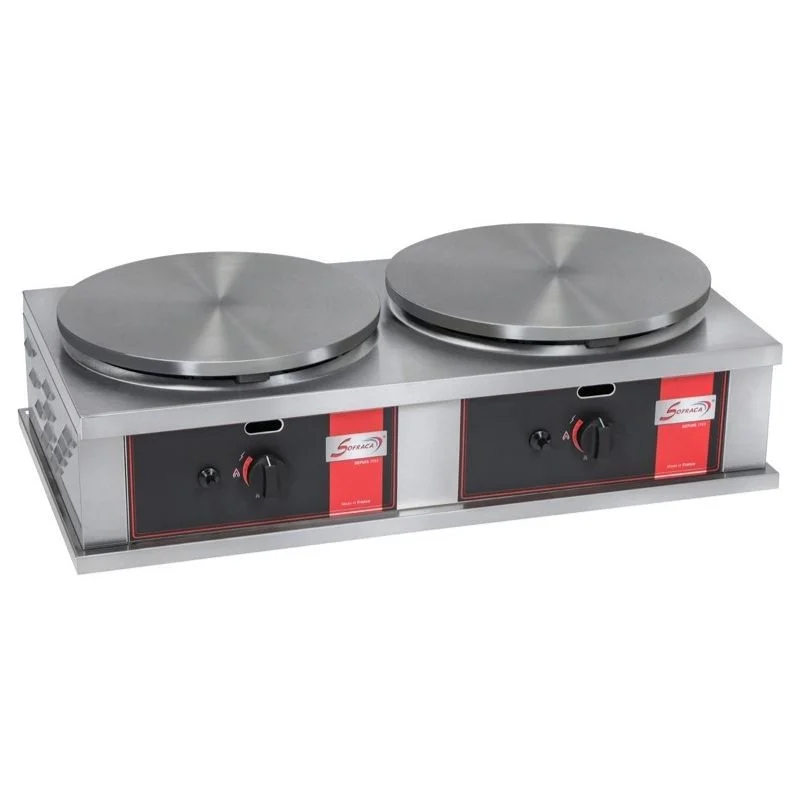 Satisfait Ou Remboursé Double Crêpière à Gaz Professionnelle Carrée à Usage Intensif - Ø 40 cm