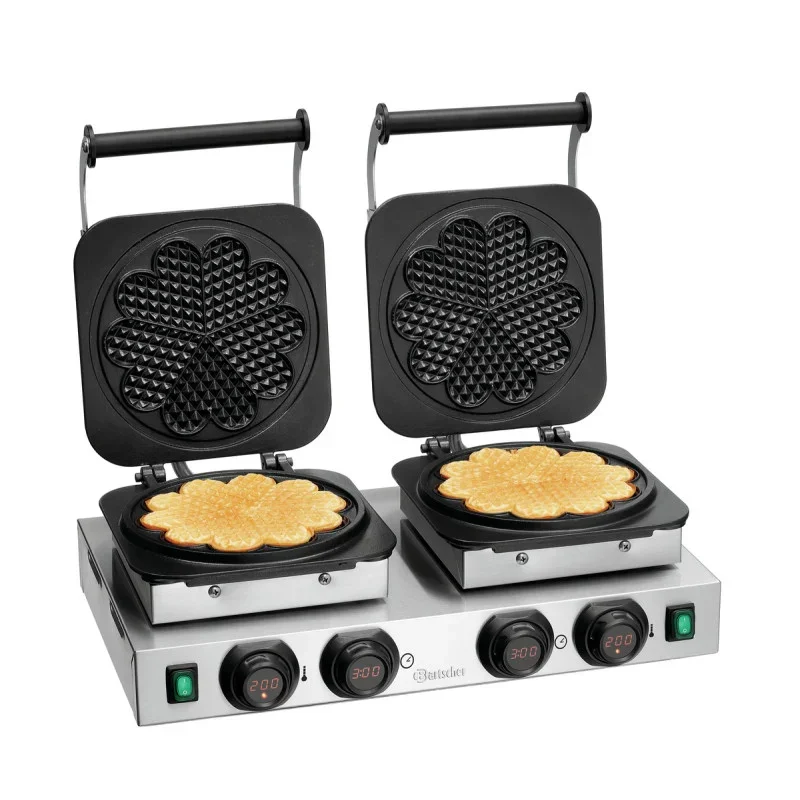 Must-Have Gaufrier Double Professionnel - 2 x 5 Gaufres en Cœur