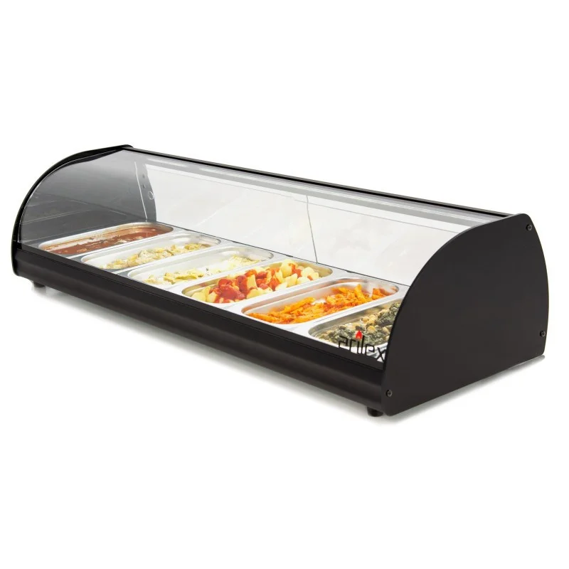 Produit De Marque Vitrine Chaude avec Eclairage - 6 Bacs GN 1/3