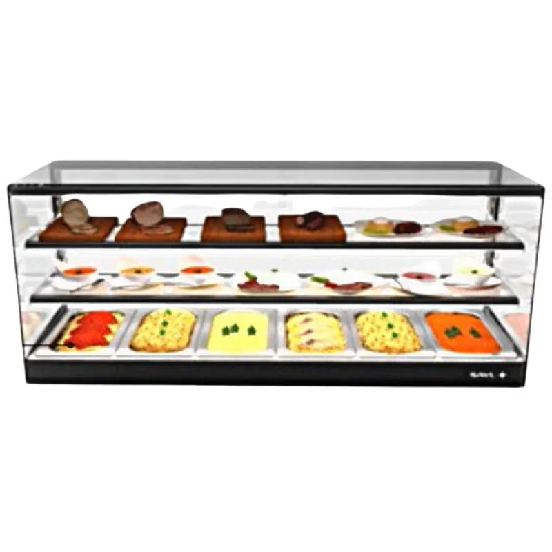 Vitrine Chaude à Poser avec 2 Étagères - LOGIC Triple Bain Marie - L 840 mm - GN 1/3 Meilleur Prix
