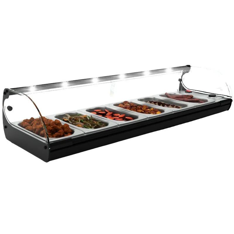 Paiement Sécurisé Vitrine Chaude à Poser Self Service - STANDARD Bain Marie avec LED - GN 1/3