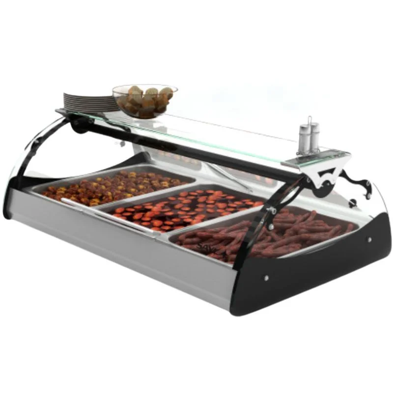 Pas Cher Vitrine Chaude à Poser Libre Service - MAXISELF Bain Marie - GN 1/1 - avec etagère - L 690 mm