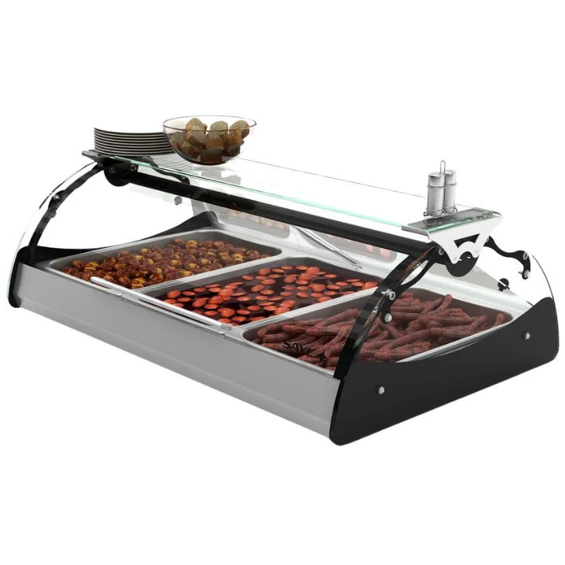 Nouvel Arrivage Vitrine Chaude à Poser Libre Service avec Étagère - MAXISELF Bain Marie - L 1020 mm - GN 1/1
