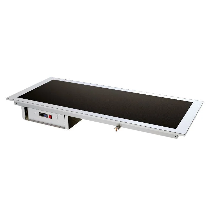 Marque Plaque Chauffante Drop-In en Verre Trempé Noir - 4 GN 1/1 - L 1430 x P 610 mm