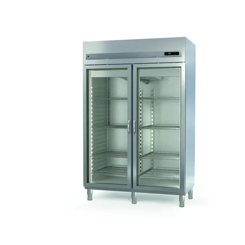 Meilleur Prix Armoire Réfrigérée Positive - 1404 L - 2 Portes Vitrées - GN 2/1 - Côtés Emboutis