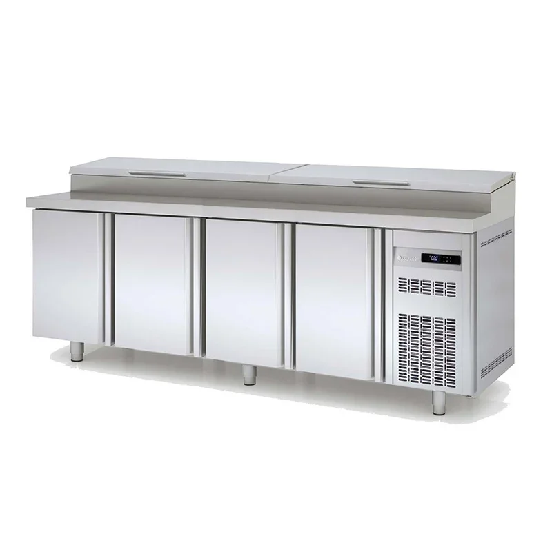 Offre Spéciale Meuble de Préparation à Pizza - 4 portes - 815 L - 12 Bacs GN 1/3