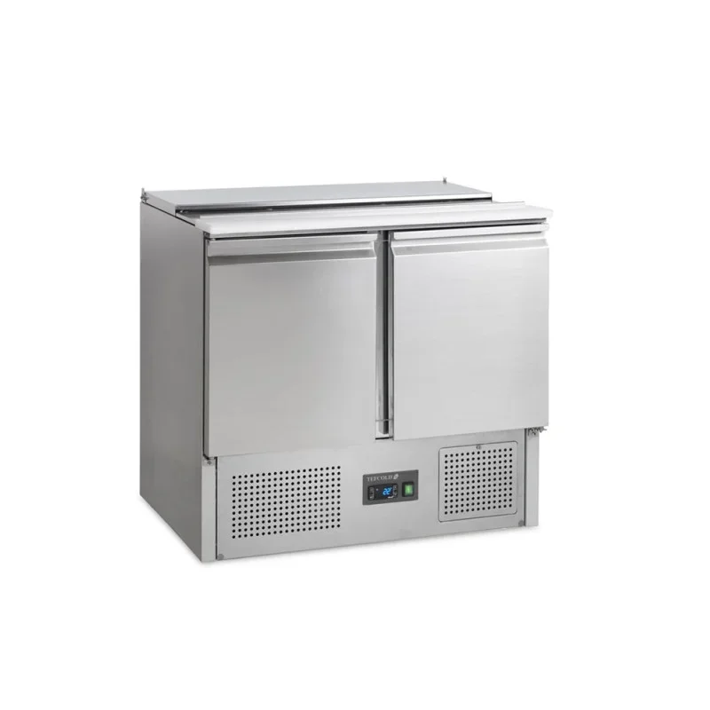 Petit Prix Saladette Réfrigérée Positive GN 1/1 en Inox - 2 Portes - 230 L - 2 GN 1/1 et 2 GN 1/4