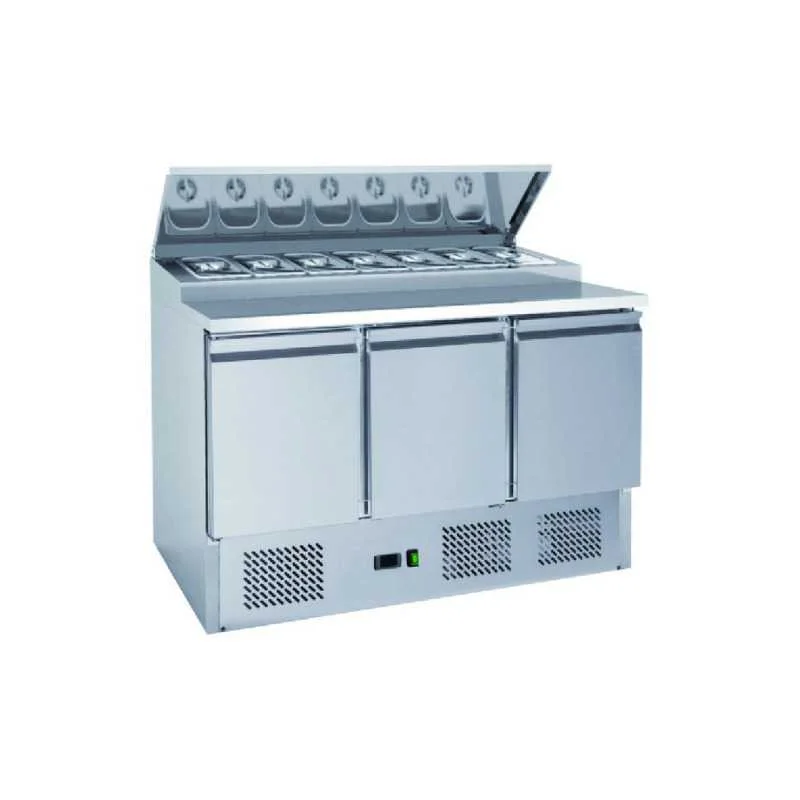 Nouvelle Collection Saladette Compacte - 3 Portes à Toit Ouvrant - 8 Bacs GN 1/6