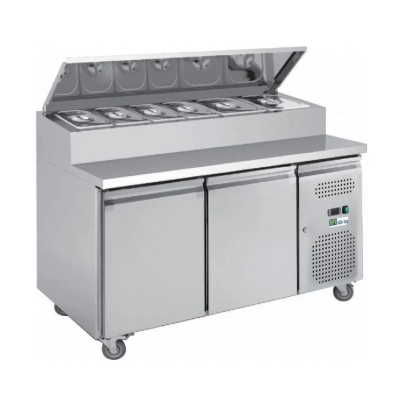 Meilleur Prix Saladette Réfrigérée 2 portes avec Toit Ouvrant - 390 L - 7 Bacs GN 1/3